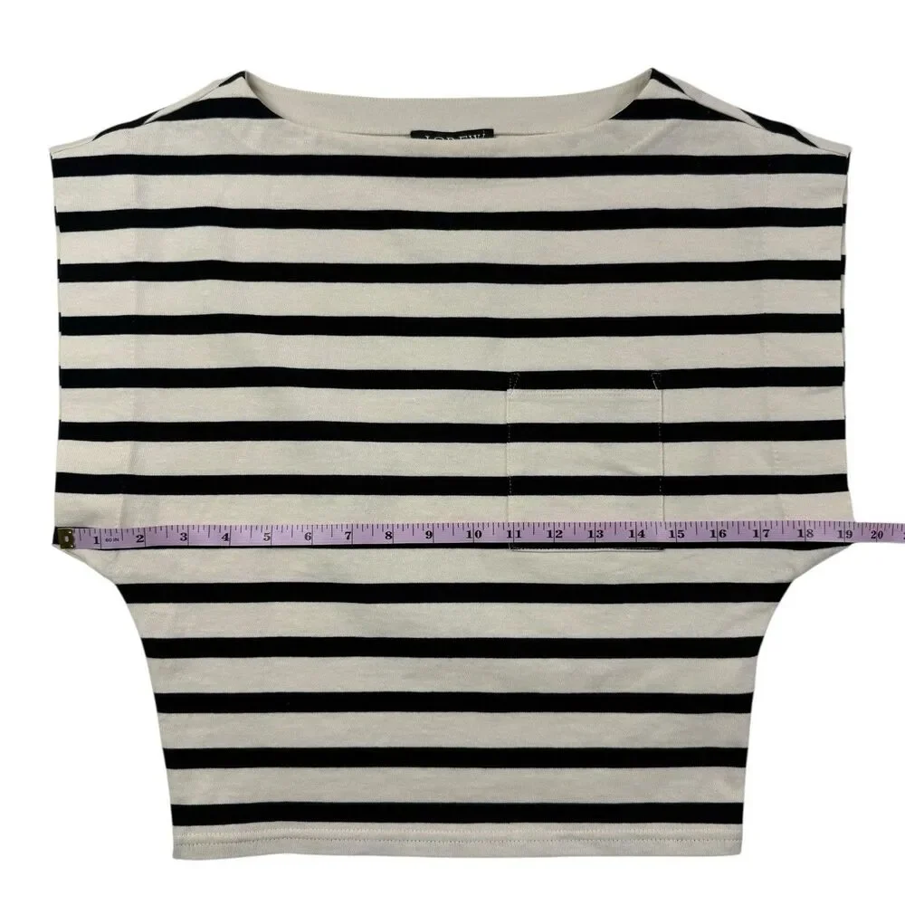 J CREW NEW Boatneck Stripe Muscle T-Shirt Women XXS BY402 Nautical Preppy Knit